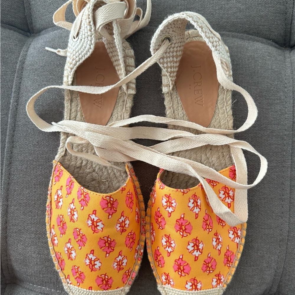 J. CrewFloral Espadrilles Ankle- Wrap
